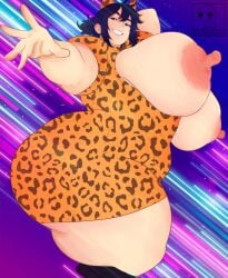 animal_ears animal_print bbw bodysuit deformed erect_nipples fat fat_ass fat_butt fat_female female gorillaz huge_ass huge_breasts noodle_(gorillaz) noodle_(strobelite) obese sockasso