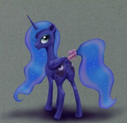 2016 alicorn animal_genitalia animal_pussy anus ass blue_eyes blue_feathers blue_fur blue_hair cutie_mark el-yeguero equine equine_pussy feathers female feral friendship_is_magic fur grey_background hair horn looking_at_viewer looking_back mammal my_little_pony princess_luna_(mlp) pussy simple_background solo tail_wraps wings wraps