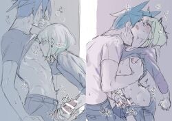 1femboy 2boys androgynous ass blush blushing bob_cut censor_bar curvy curvy_male dominant domination femboy femboydom femboysub feminine_faced_male feminine_male galo_thymos gay gay_sex handjob lio_fotia masturbating_other masturbation nipple_play partially_colored petite petite_body petite_male promare short_hair short_male size_difference slim slim_male slim_waist submissive submissive_male thin_waist twink yaoi