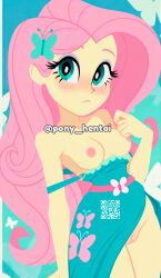 1girl 1girls ai_generated bare_shoulders blue_eyes blush breasts closed_mouth dress equestria_girls fluttershy fluttershy_(eg) fluttershy_(mlp) hand_up long_hair looking_at_viewer mlp my_little_pony my_little_pony_equestria_girls nipples no_panties pink_hair pussy shy sleeveless solo solo_focus standing thighs uncensored very_long_hair watermark yellow_skin