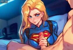1boy 1boy1girl 1girl 1girl1boy 1girls ai_assisted ai_generated dc dc_comics handjob nay_juno sexy sexy_pose supergirl superheroine
