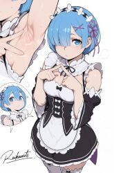 ai_generated armpit_fetish armpits blue_hair re:zero_kara_hajimeru_isekai_seikatsu reikarts rem_(re:zero)