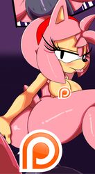 advertisement amy_rose breasts censored cloudz comic female hedgehog male mammal nipple_censor patreon sonic_(series) superbunnygt