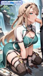 1boy 1girls 2026 ai_assisted ai_generated anime bj blowjob boobs braid breasts bust cock dick eiyuu_densetsu elaine_auclair fellatio gloves hetero hi_res high_quality high_resolution highres kuro_no_kiseki kuro_no_kiseki_(series) long_hair oral oral_sex patreon patreon_username penis skypassion stable_diffusion sucking tits watermark