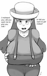 1girls 2016 alternate_breast_size big_breasts breasts dated disney disney_channel disney_xd godalmite gravity_falls huge_breasts looking_at_viewer mabel_pines monochrome sketch solo source_request straight_hair text watermark