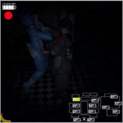 1girls 1male 2furrys 3d 3d_(artwork) angry angry_expression animatronic animatronic_female animatronic_girl animatronic_male animatronics areola areolae artist_logo artist_name big_breasts big_thighs blender blue_body bonnie_(fnaf) boobs bowtie camera camera_hud camera_overlay camera_pov checkered_floor choke_hold choking cuffs cuffs_(clothing) dark darkness digital_art digital_media digital_media_(artwork) female female/femboy female_on_femboy femboy femdom fnaf fnaf2_location fnaf_2 furry furry_female furry_only genderbend genderswap genderswap_(mtf) high_resolution highres holding holding_neck lifting_person light muffintop20 multicolored_body naked naked_female nipples partially_clothed penis purple_body purple_hair rabbit rabbit_boy rabbit_ears rabbit_girl rabbit_humanoid rabbit_tail recording red_eyes scottgames smile static toy_bonnie_(fnaf) wrist_cuffs