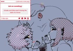 ashido_mina balls ballsack joakore kiss_mark_on_balls kissing mina_ashido my_hero_academia ochaco_uraraka request requested strawpage_request uraraka_ochako zoophilia