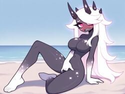 ai_generated alien alien_girl black_body celestialsapien dark_skin galaxy long_hair original_character red_eyes waifu waifu_night