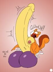abdominal_bulge aliasing ambiguous_penetration anthro artist_logo artist_name bar_emanata belly big_breasts blush bodily_fluids breasts buckteeth countershade_belly countershade_breasts countershade_tail countershading cum curvy_figure digital_media_(artwork) dildo disney emanata english_text eyelashes female flash_emanata fur genital_fluids hi_res hourglass_figure hyper hyper_abdominal_bulge hyper_dildo kiff_(series) kiff_chatterley logo looking_pleasured mammal nipples notched_ear orange_body orange_fur penetration rodent sciurid sex_toy signature solo spherical_breasts tail teeth text thatdawgmurray thick_thighs tree_squirrel