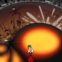 big_ass big_breasts breasts bubble_butt cleavage female furry hornet_(hollow_knight) huge_ass huge_breasts hyper_breasts inflation puffster3 tagme thick_thighs wide_hips