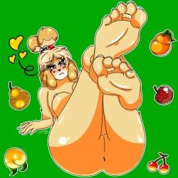 1girl 1girls animal_crossing_new_horizons animal_crossing_new_leaf anthro anthro_female asshole barefeet barefoot bells blushing breasts dog dog_girl feet feet_up fur furry furry_female hair_tied isabelle_(animal_crossing) legs legs_up naked naked_female no_clothes nude nude_anthro nude_female princemayansfw pussy shih_tzu soles soles_female soles_fetish soles_focus toe_ring toe_rings toes white_nail_polish white_nails white_toenail_polish white_toenails yellow_fur