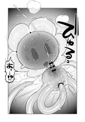 autopenetration black_and_white cum cumshot flowey_the_flower genital_slit penetration tapering_penis tendrils undertale undertale_(series)