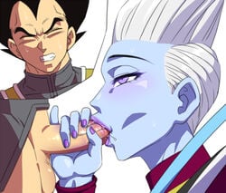 boner color dragon_ball dragon_ball_super erection fellatio handjob humanoid interspecies male male_only oral vegeta whis yaoi