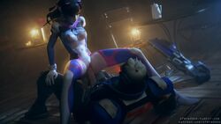 1boy 1girls 3d age_difference animated bodysuit cowgirl_position d.va female female_on_top functionally_nude loop male no_sound overwatch reddoe sex soldier_76 straight tagme vaginal_penetration video whisker_markings