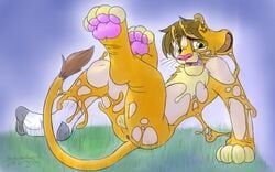 anus balls clothing cobaltsynapse cub disney fangs feet feline fusion hair human human_to_feral legwear lion male male_only mammal open_mouth pawpads simba slime socks teeth the_lion_king transformation