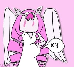 angel angel_wings cookie_run cookie_run_kingdom devsisters enjoying_pregnancy eternal_sugar_cookie halo humanoid pink_hair pink_hair_female pink_skin pink_skinned_female pregnancy pregnant pregnant_belly pregnant_female