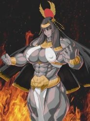1female 1girls 2d 2d_(artwork) 2d_art abs absurd_res absurdres ancient ancient_egypt ancient_egyptian ancient_egyptian_clothes artist_name big_boobies big_boobs big_breasts big_tits big_titties black_hair black_hair_female black_long_hair boobies boobs boobs_bigger_than_head boobs_out bracelet bracelet_only bracelets breasts breasts_bigger_than_head broad_shoulders character_name covered_nipples cowboy_shot dark_skin dark_skinned_female deity egyptian egyptian_clothes egyptian_clothing egyptian_female egyptian_mythology female female_abs female_focus female_only female_solo fire flame flames goddess gold gold_(metal) gold_bracelet gold_bracelets gold_jewelry highres loincloth loincloth_only long_hair long_hair_female muscle muscle_growth muscle_mommy muscles muscular muscular_arms muscular_female muscular_legs muscular_thighs nipples nipples_covered obliques red_eyes red_eyes_female sekhmet shiny shiny_body shiny_boobies shiny_boobs shiny_breasts shiny_clothes shiny_hair shiny_skin shiny_thighhighs shiny_thighs solo solo_female solo_focus tits_bigger_than_head tits_focus tits_out titties titties_bigger_than_head titties_out usekh usekh_collar voluptuous voluptuous_female watermark yellow_sclera zohanmohan