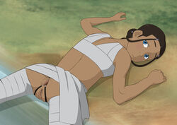 anal_spreader anaxus anus anus_spreader avatar_the_last_airbender clothing dark-skinned_female dark_skin female human katara looking_back lying_down pussy solo spread_anus tagme water