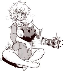 1girls 2boys age_difference angry areolae ass barefoot blush bottomless breast_smother breasts breath clenched_teeth clothed_sex drooling eyelashes feet female female_on_top greyscale hair_grab human izuku_midoriya katsuki_bakugou large_breasts larger_female leg_lock leg_wrap milf mitsuki_bakugou monochrome mother_and_son multiple_boys my_hero_academia netorare nipples rolling_eyes saliva sex shirt_grab shirt_lift short_hair size_difference smaller_male smile soles spiked_hair straight straight_hair sweat thetenk toes vaginal_penetration white_background