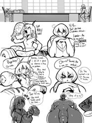 aniece balls comic dickgirl eating food from_below futa_focus futanari huge_cock intersex melody_(modeseven) modeseven monochrome penis speech_bubble text