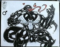 1boy 2016 alien athletic balls big_balls big_penis erect_nipples goo heart huge_pecs humanoid long_tongue male male_only marvel marvel_comics muscular muscular_male nipples pecs penis sharp_teeth solo solo_male spider-man_(series) symbiote teeth tongue venom venom_(marvel) walter_sache