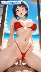 1boy 1girls 2026 ai_assisted ai_generated anime beach beach_umbrella bikini bikini_aside black_hair blue_sky boobs breasts bust clothing_aside cloud cock cowgirl_pose cowgirl_position cum cum_in_pussy dick female_genitalia genitals girl_on_top hair_ornament hetero hi_res high_quality high_resolution highres kirigaya_suguha legs_apart love_making navel patreon patreon_username penetration penis pussy red_bikini sex sexual_intercourse shore short_hair sky skypassion spread_legs stable_diffusion straddling swimsuit sword_art_online sword_art_online:_alicization tits uncensored uncensored_pussy uncensored_vagina vaginal water watermark woman_on_top