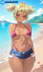 ai_generated beach bikini bikini_bottom bikini_strap blonde_female blonde_hair brawl_stars mandy_(brawl_stars) sexy_pose