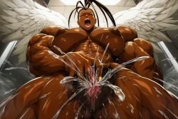 abs ai_generated breasts ibuki_(street_fighter) masturbating muscles muscular muscular_female squirting street_fighter