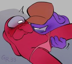 among_us among_us_(series) lifting_leg no_visible_genitalia panties purple_(among_us) red_(among_us)