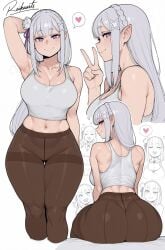 ai_generated casual_clothes emilia_(re:zero) re:zero_kara_hajimeru_isekai_seikatsu reikarts silver_hair