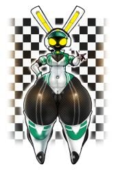 anthro big_breasts breasts cameltoe cap female hand_on_hip headphones huge_thighs kemonoci nocimon project_turboblast rabbit robot solo tempo_(project_turboblast) thick_thighs wide_hips yellow_eyes