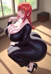 1girls ai_generated big_breasts breasts chainsaw_man creamy_ai female hair light-skinned_female light_skin long_hair makima_(chainsaw_man) mature mature_female red_hair solo solo_female yellow_eyes