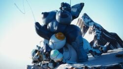 2futas 3d cowgirl_position futa_on_futa futanari gundam huge_ass hyper_breasts mecha mobile_suit robot_girl runn1non thick_thighs