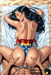 ai_generated anal anal_sex ass_focus beach bending_over bracelets dark.drakus day dc dc_comics doggy_style exposed_breasts leotard leotard_aside on_four pov sex sun themysciran tiara tits wonder_woman