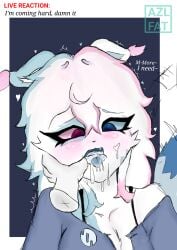 azlanfatahwarim blue_background cum cum_inside cyan_fur digital_drawing_(artwork) dripping_cum ears_down eyes_open female hand_on_mouth iris kit_community kit_community_v2 love_heart pink_fur tagme_(artist) tagme_(character) text tongue_out white_body