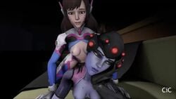 3d animated bored breasts cicsfm d.va doggy_style emotionless expressionless futa_on_female futanari hand_on_face headgear headphones intersex nipples no_sound on_stomach overwatch video whisker_markings widowmaker