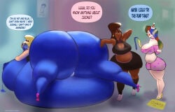 blueberry_inflation clown clown_girl inflated_belly jigglywiggly laying_on_stomach