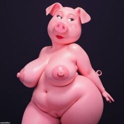 ai_generated darkeffect nude nude_female pig_ears pig_girl rosita_(sing) sing_(movie) solo solo_female solo_focus