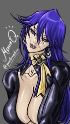 2d 2d_(artwork) abdomen big_boobs big_breasts big_tits cheekbones collarbone color colored colored_sketch dark_lipstick drawing dress earrings eyelashes eyeshadow fanart fanart_from_twitter female female_focus female_only hourglass_figure indifferent jewelry large_breasts large_eyelashes latex light-skinned_female light_skin long_hair looking_at_viewer lucilla_(wuthering_waves) makeup mole mole_under_eye mommy pose purple_eyes purple_eyeshadow purple_hair purple_lipstick quantumedusa revealing_clothes shiny_breasts shiny_skin thick thick_breasts thick_lips tight_clothing tilted_head twitter twitter_link twitter_username wuthering_waves