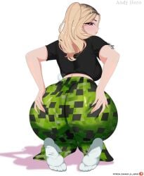 andyret_flo0w arigameplays ass ass_bigger_than_head ass_crack ass_focus ass_grab big_ass breasts brown_hair creeper female leggings long_hair looking_at_viewer looking_back mexican mexican_female minecraft streamer streaming thick_ass thick_thighs thighhighs thighs twitch twitch.tv twitch_streamer twitter youtube youtube_hispanic youtuber youtuber_girl youtubers