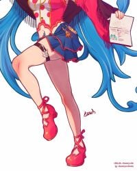 blue_hair fanart hatsune_miku heels legs pigtails sfw
