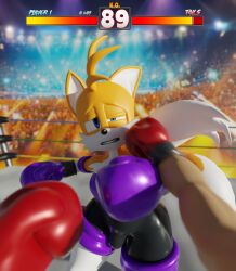 3d 3d_(artwork) absurd_res anthro armwear big_thighs boxing boxing_gloves boxing_ring bulge canid canine clothed clothing crossdressing digital_media_(artwork) elbow_gloves femboy fight first_person_view fox gameplay_mechanics girly glistening glistening_clothing gloves gui handwear health_bar hi_res hud latex legwear male male_focus mammal pov punch purple_boxing_gloves purple_gloves red_boxing_gloves red_gloves rouge_the_bat sega smooth_fur solo sonic_(series) sonic_the_hedgehog_(series) sport tails tailsltx thick thick_hips thick_thighs thigh_highs thighs tight_clothing wide_hips