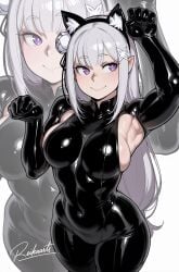 ai_generated cat_ears emilia_(re:zero) re:zero_kara_hajimeru_isekai_seikatsu reikarts silver_hair white_hair