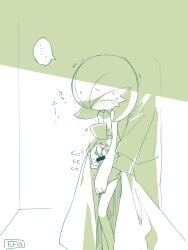 ... absurdres artist_name bar_censor blush bob_cut censored closed_eyes commentary_request crotch_grab dress faceless faceless_male gardevoir hair_over_one_eye highres hime_takeo pokemon pokemon_(creature) pokephilia signature simple_background