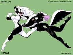 1997 anthro breasts eric_schwartz female mammal multiple_females multiple_girls mustelid nude running skunk stacey tagme tail_grab tracey