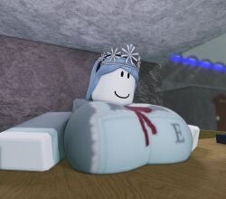 1girls 3d absurd_res android big_breasts blue_hair breasts breasts_on_table clothed clothing devilsleash dream_game eunoia female female_only huge_breasts long_hair roblox roblox_game robloxian smile smiling solo tagme white_body