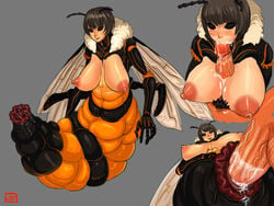 1girls antennae anthro anthro_only anthro_penetrated apode bee bee_girl bee_woman big_breasts breasts fellatio female female_only female_penetrated offscreen_male paizuri presenting presenting_pussy pussy sex smile tagme two_tone_body unusual_body_shape vaginal_sex wings