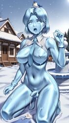 ai_generated big_breasts bird bottomless cold cum cum_drip cum_dripping decoration dickgirl erection eyaculation frozen girl_with_penis gloves humiliated humiliation king_of_fighters kneeling mature_female milf niplpes open_mouth penis petrification petrified rule_63 ryona saigado saigado_style shemale snk snow statue suprised testicles trans_woman transexual trap vanessa_(kof)