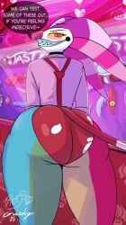 1boy 2d animated ass ass_focus bells big_ass big_butt big_butt_(male) blush blushing bottom_heavy bubble_butt clothing clown demon dialogue edit fart fart_edit fart_fetish fart_without_cloud farting farting_at_viewer farting_while_twerking farts fat_ass femboy femboy_only fizzarolli_(helluva_boss) girly gwizzly helluva_boss horns imp inviting jester looking_at_viewer looking_back looking_back_at_viewer male male_fart male_only no_genitals no_sex nonhuman red_body seductive_look seductive_smile shaking shaking_ass skin_tight solo solo_male sound standing suspenders tagme tail talking_to_viewer text video