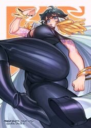 2026 ass blue_eyes bracelet cigarette cleavage coat doll_(one_piece) gofa high_heels large_breasts lips looking_at_viewer one_piece pauldrons short_hair tattoo thighs